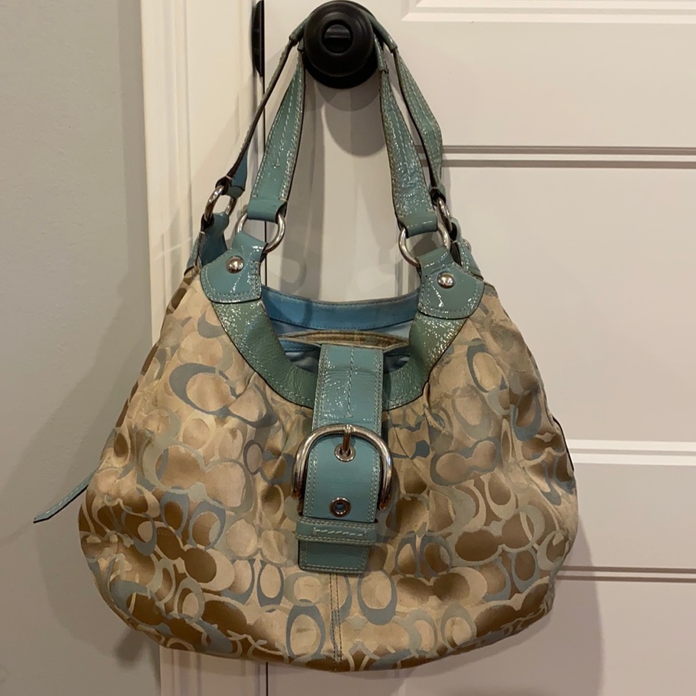 Coach Shoulder Bag in Teal & Baby Blue